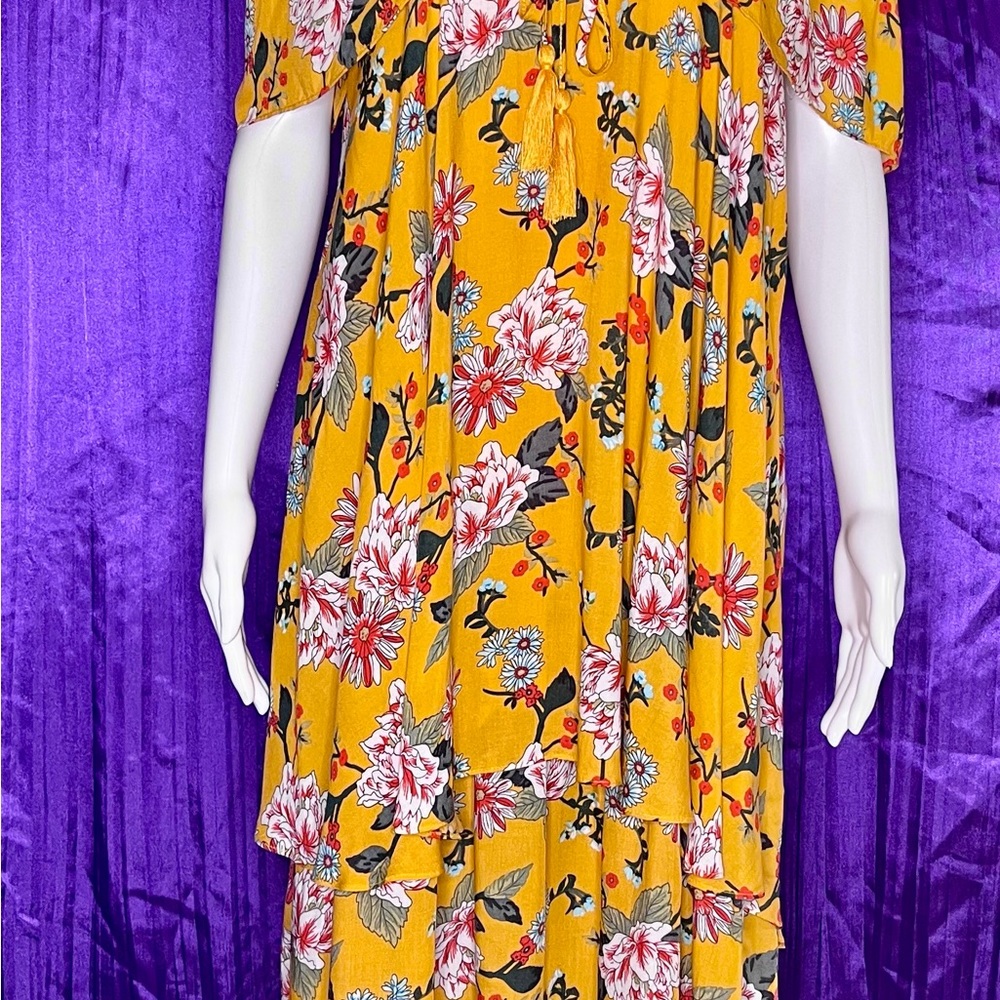 NWT GiGi JAPNA L XL RAYON LIGHTWEIGHT DRESS STRAPS with COLD SHOULDERS MUSTARD - Picture 5 of 13